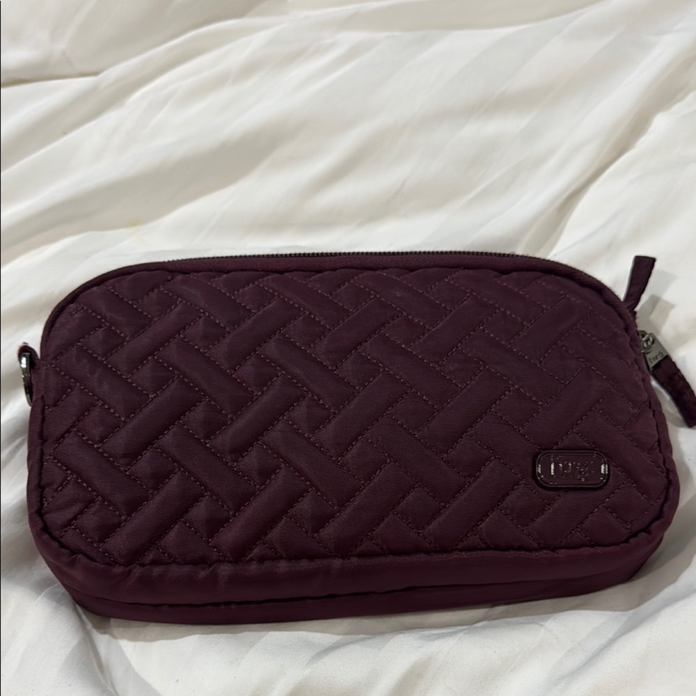 Lug Coupe XL Maroon Quilted Crossbody Bag with Geometric Design